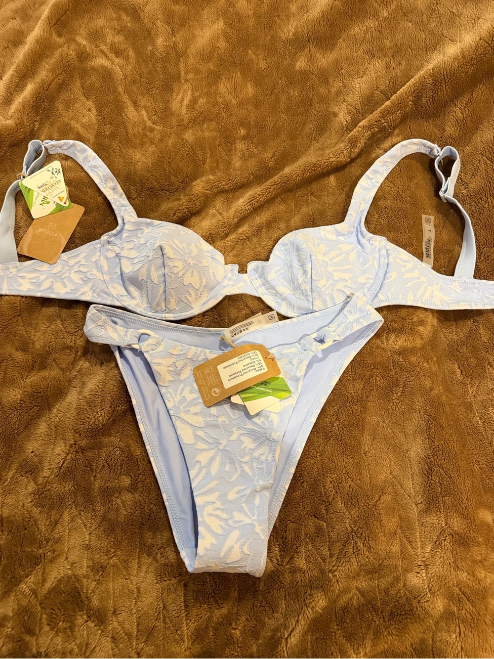 Light Blue Floral Underwire Bikini Set